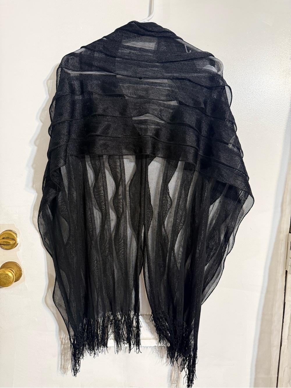 Sheer Black Fringe Wrap - Women Intimates & Sleepwear Black Lace Sheer Kimono Ca - Picture 5 of 8